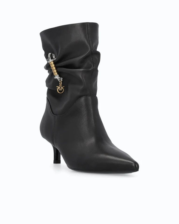 Pinko Shoes Gloria 28 Stivaletti Donna in Pelle Nappa Nera SD0629P003-Z99