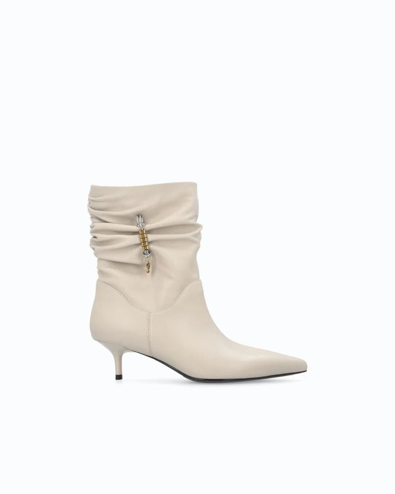 Pinko Shoes Gloria 28 Stivaletti Donna in Pelle Nappa Avorio SD0629P003-ZU5