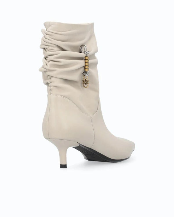 Pinko Shoes Gloria 28 Stivaletti Donna in Pelle Nappa Avorio SD0629P003-ZU5