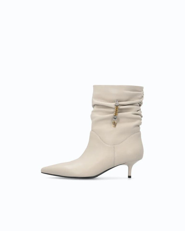 Pinko Shoes Gloria 28 Stivaletti Donna in Pelle Nappa Avorio SD0629P003-ZU5