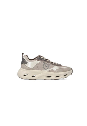 Pinko Shoes Pink 09 Sneakers Donna Avorio in Pelle di Vitello con Glitter e Vernice SS0167P152-ZU5
