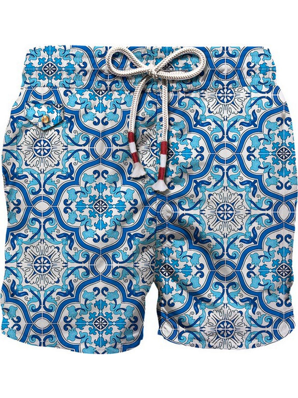 Mc2 Saint Barth Ultralight Swim Short 70'S Print Lighting 70 Sicily Tile 01 - Lig0013