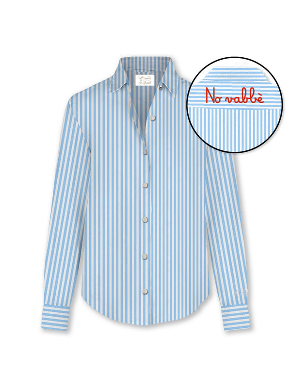 Mc2 Saint Barth Long Sleeve Shirt Meredith Cotton Stripes V Vabbe 31 Emb - Mdh001