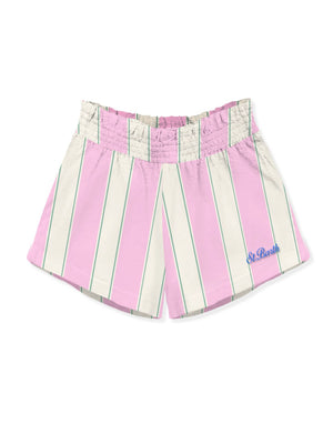 Mc2 Saint Barth Woman Pullup Shorts Meave Cotton Sb Beach Stripes 2153 Emb - Mea002