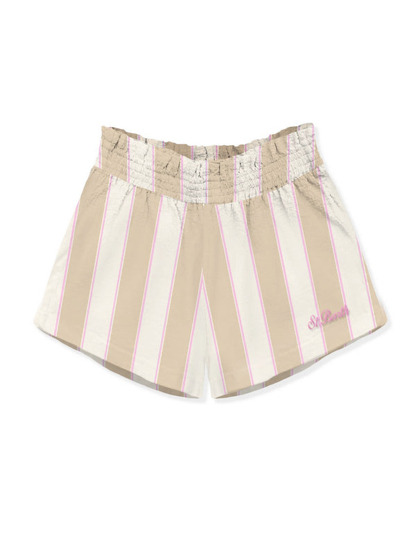 Mc2 Saint Barth Woman Pullup Shorts Meave Cotton Sb Beach Stripes 1121 Emb - Mea002