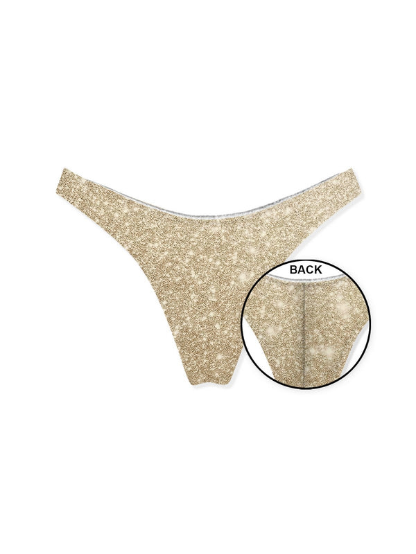 Mc2 Saint Barth Cheekiest Overlock Bottom Closed On The Side Naomi Overlock Lurex Gold Silver - Nao0010