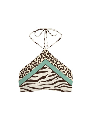 Mc2 Saint Barth Foulard Bandeau Bikini Top With Central Lace Nairobi Savanna Zebra 53 - Nrb0001