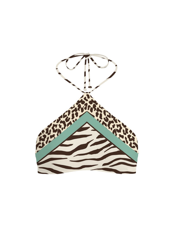 Mc2 Saint Barth Foulard Bandeau Bikini Top With Central Lace Nairobi Savanna Zebra 53 - Nrb0001