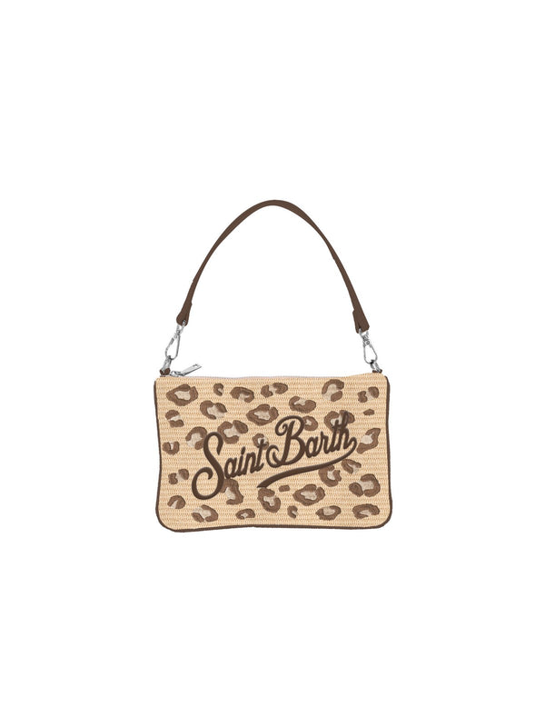 Mc2 Saint Barth Pochette Parisienne Mini Straw Leopard 18 Emb - Parm002