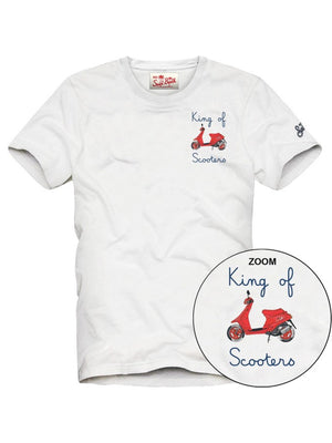 Mc2 Saint Barth Man Cotton T-Shrt With Front Print/Emb Portofino King Scooter 01N Emb - Pot0001