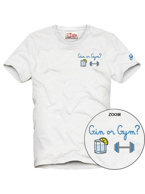 Mc2 Saint Barth Man Cotton T-Shrt With Front Print/Emb Portofino Gin Gym 01N Emb - Pot0001