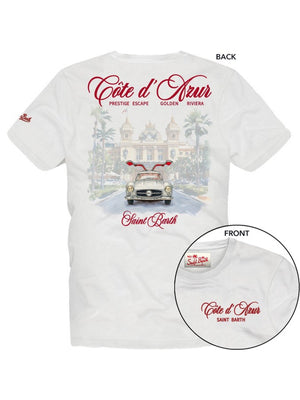 Mc2 Saint Barth Man Cotton T-Shrt With Front And Back Print/Emb Portland Cote Azure Escape 01N - Prl0002