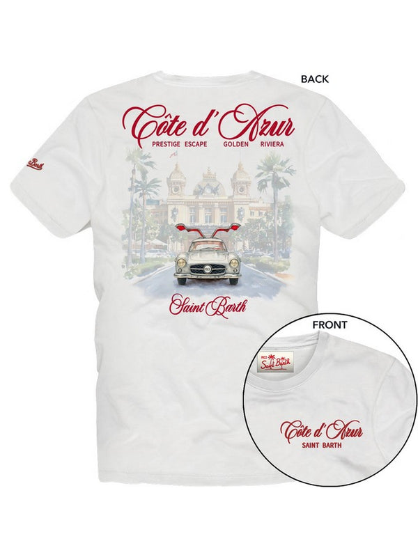 Mc2 Saint Barth Man Cotton T-Shrt With Front And Back Print/Emb Portland Cote Azure Escape 01N - Prl0002