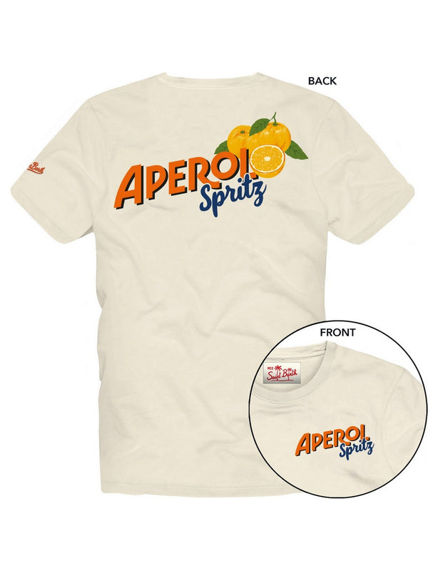 Mc2 Saint Barth Man Cotton T-Shrt With Front And Back Print/Emb Portland Aperol Orange 10 - Prl0002