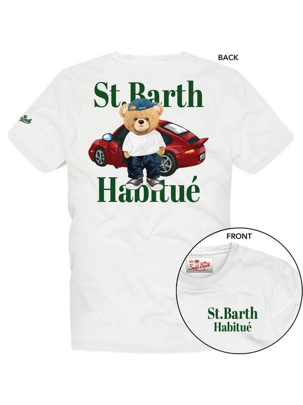 Mc2 Saint Barth Man Cotton T-Shrt With Front And Back Print/Emb Portland Sb Teddy Car 01N - Prl0002