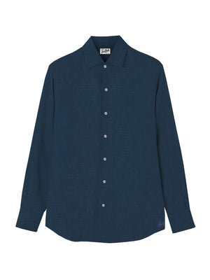 Mc2 Saint Barth Shirt With Internal Facings Raphael Linen 61 Blue Navy - Rph0001
