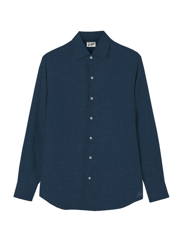 Mc2 Saint Barth Shirt With Internal Facings Raphael Linen 61 Blue Navy - Rph0001