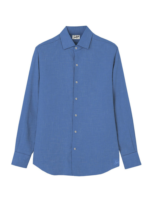 Mc2 Saint Barth Shirt With Internal Facings Raphael Linen 17M Cloud Blue - Rph0001