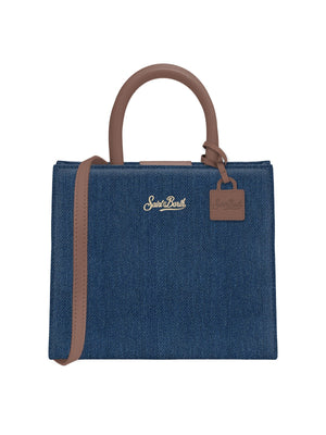 Mc2 Saint Barth Hand Leather Bag Shop Bag Midi Denim - Shbm0001
