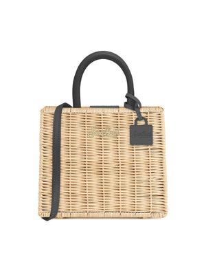 Mc2 Saint Barth Hand Leather Bag Shop Bag Mini Straw Leather 1100 - Shbm0002