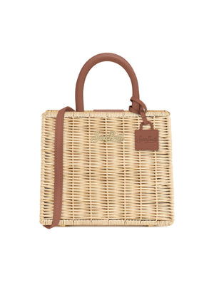 Mc2 Saint Barth Hand Leather Bag Shop Bag Mini Straw Leather 1119 - Shbm0002