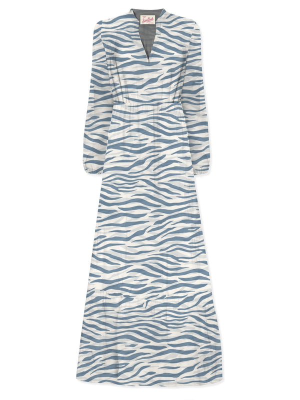 Mc2 Saint Barth Long Dress Sylvia Silk Voile Zebra Color 36 - Syv0001
