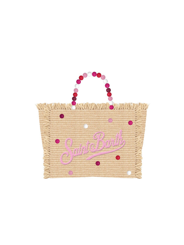 Mc2 Saint Barth Small Bag With Strap Vanity Mini Straw N Wood Beads 2141 Emb - Vami009