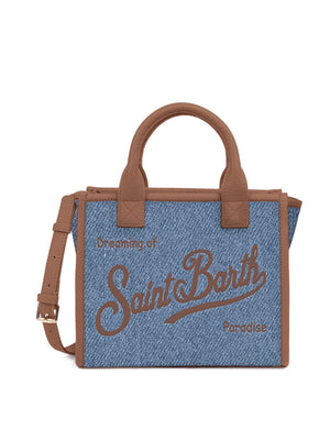 Mc2 Saint Barth Shoulder Bag Vanity Bag Midi Denim Grain Leather 19 Emb - Vanmd001