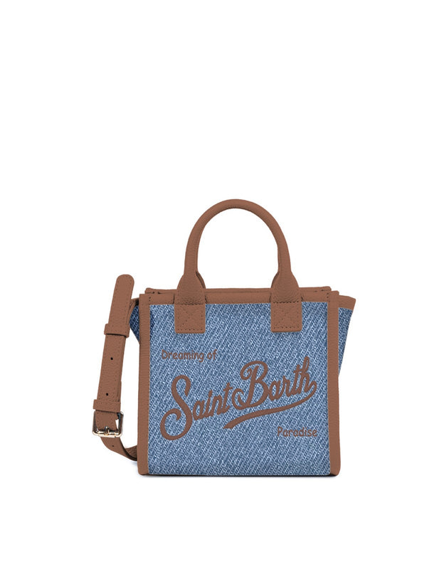 Mc2 Saint Barth Hand Bag With Strap Vanity Bag Mini Denim Grain Leather 19 Emb - Vanmi001
