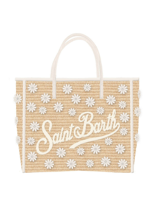 Mc2 Saint Barth Handbag With Strap Vivian Mid Straw Daisy Mini Patch 10 Emb - Vvid001
