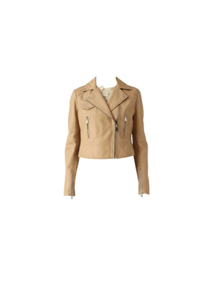 Pinko Capospalla Pelle New Sensibile Chiodo Nappa Beige - 106247-A32I-D41