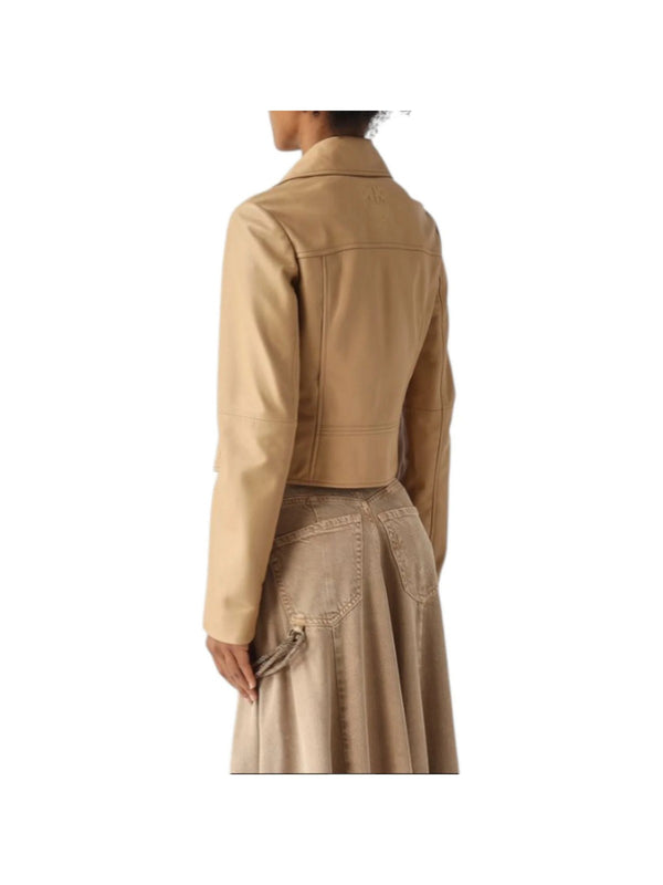 Pinko Capospalla Pelle New Sensibile Chiodo Nappa Beige - 106247-A32I-D41