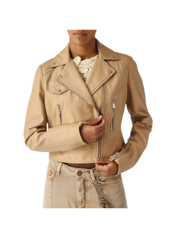 Pinko Capospalla Pelle New Sensibile Chiodo Nappa Beige - 106247-A32I-D41