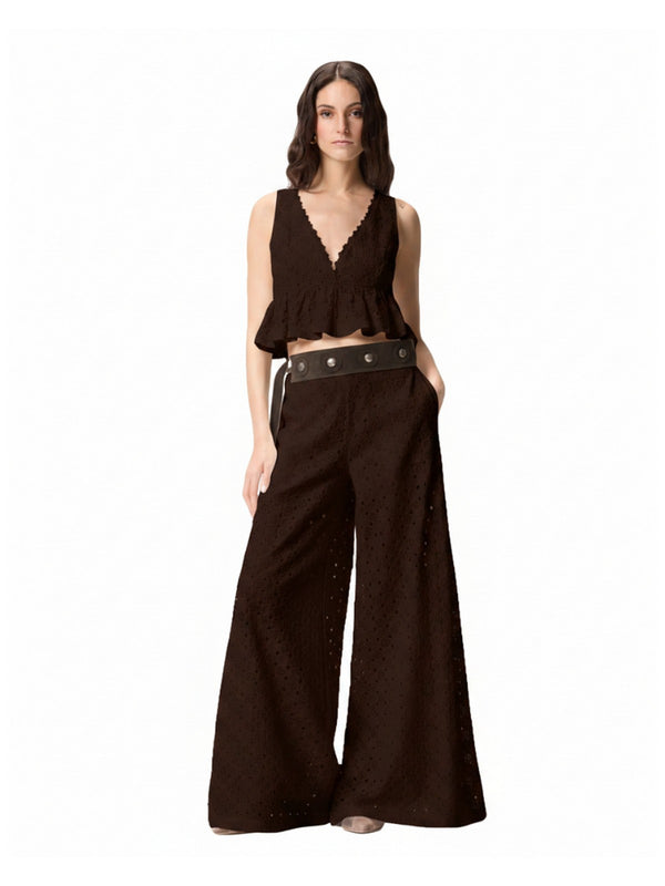 Pinko Pantalone Kimmy Pantalone Popeline Ricam Marrone - 106440-A35P-M28