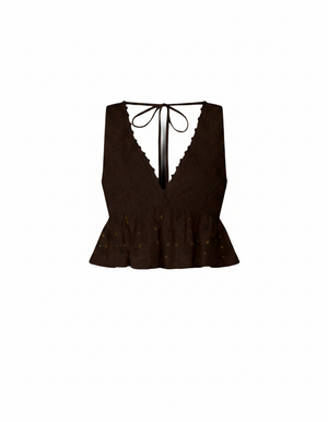 Pinko Top Kiersten Top Popeline Ricamo S Marrone - 106451-A35P-M28