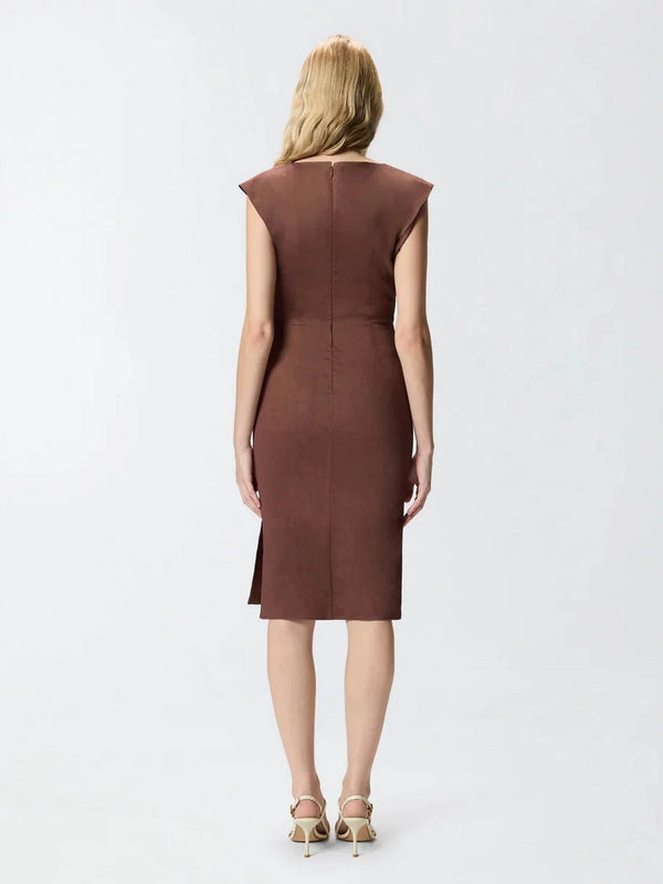 Pinko Abito Alissa Abito Lino Stretch Marrone - 106521-A34I-L78