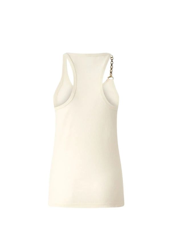 Pinko Maglia tagliata Charlene Canottiera Costina Cr Beige - 106633-A32C-C03