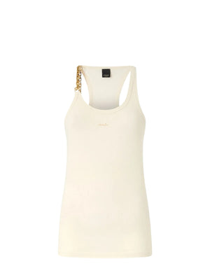 Pinko Maglia tagliata Charlene Canottiera Costina Cr Beige - 106633-A32C-C03