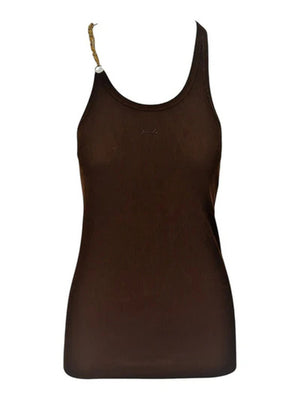 Pinko Maglia tagliata Charlene Canottiera Costina Cr Marrone - 106633-A32C-M28
