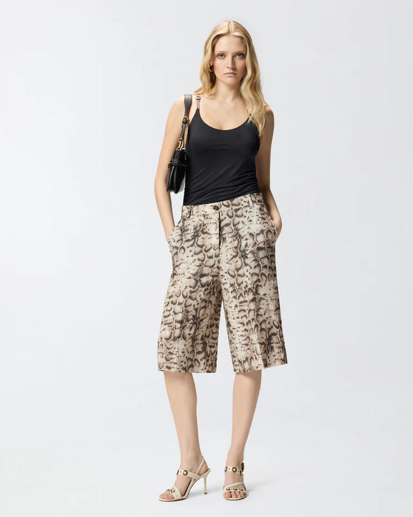 Pinko Pantalone Cattolica Bermuda Tela Di Lino Beige - 106870-A3BL-CZ9