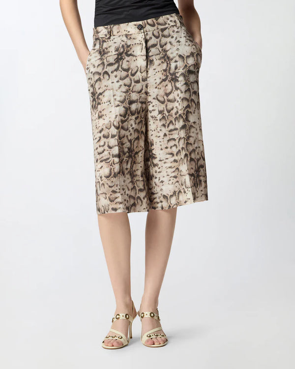 Pinko Pantalone Cattolica Bermuda Tela Di Lino Beige - 106870-A3BL-CZ9