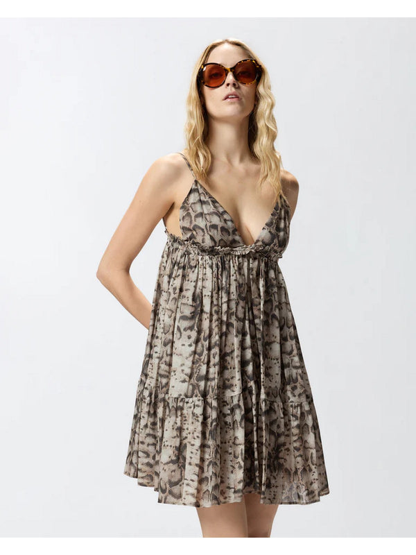 Pinko Abito Adrano Abito Mussola Stampa Sn Beige - 106917-A3AP-CZ9