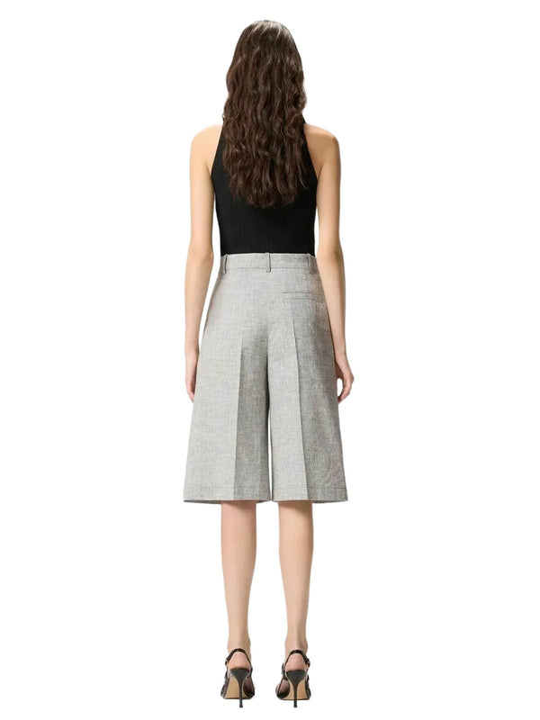 Pinko Pantalone Angera Bermuda Fiammato Lino C Nero - 106920-A3AS-ZZ2