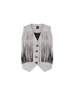 Pinko Giacca Boretto Gilet Fiammato Lino Co Nero - 106965-A3AS-ZZ2