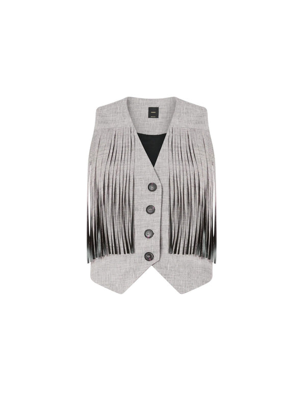 Pinko Giacca Boretto Gilet Fiammato Lino Co Nero - 106965-A3AS-ZZ2