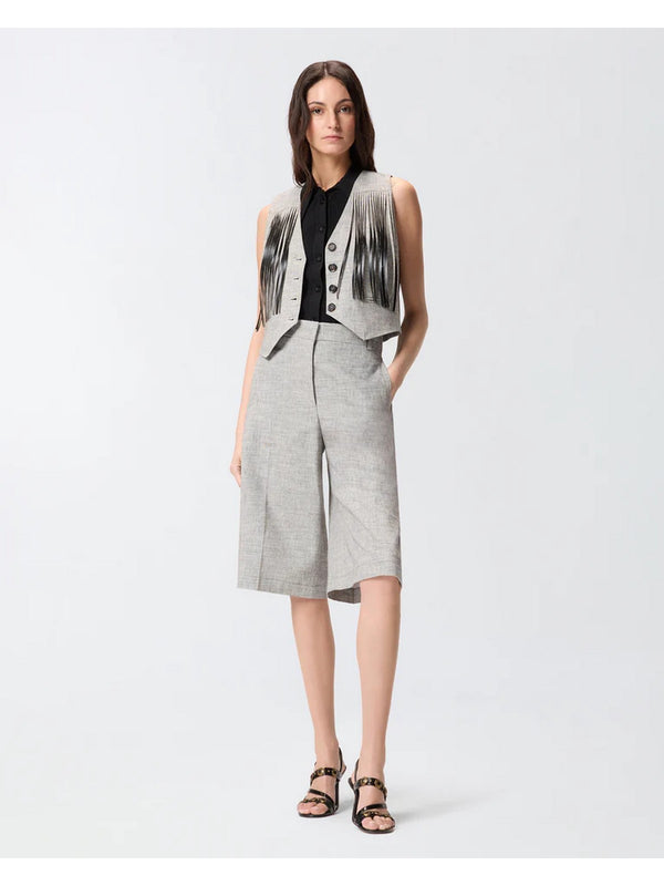 Pinko Giacca Boretto Gilet Fiammato Lino Co Nero - 106965-A3AS-ZZ2