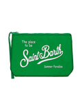 MC2 Saint Barth Pochette Aline in Canvas Verde 57 con Scritta Bianca  ALI0047 | Pochette Clutch Unisex Estiva Mare