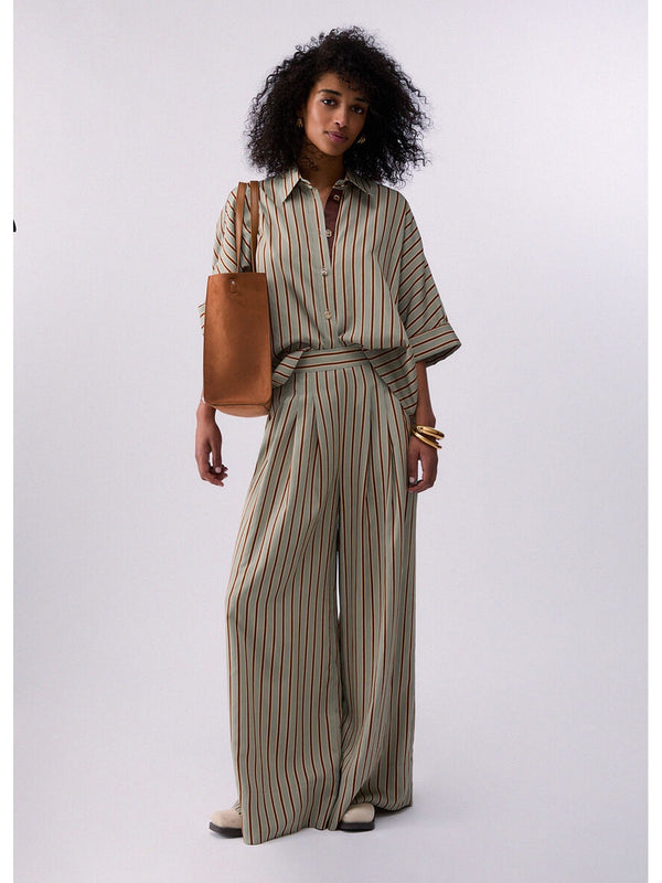 Liu jo Pantalone tessuto Green/tabacco stripe CA6089 T553A-P9641