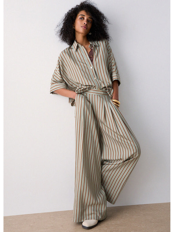 Liu jo Pantalone tessuto Green/tabacco stripe CA6089 T553A-P9641