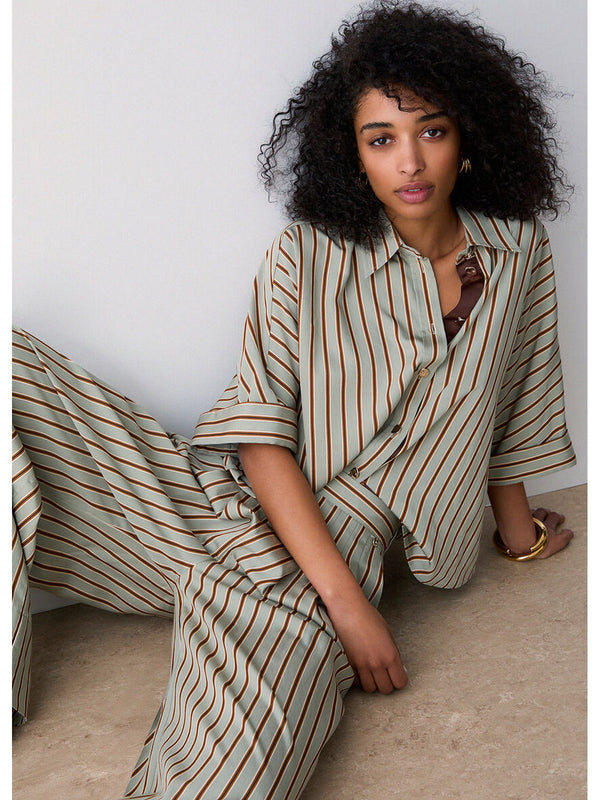 Liu jo Pantalone tessuto Green/tabacco stripe CA6089 T553A-P9641